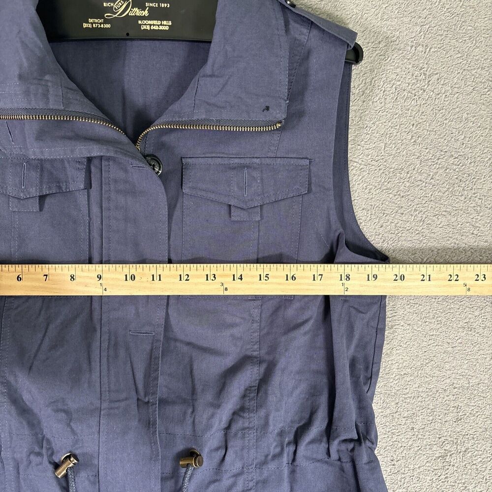Multi Pocket Travel Vest Size 39 Inch Chest Full Zip Epaulets Blue Cinch Waist - Picture 5 of 10